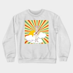 HIPPIE GUITAR PLAYING FLOWER POWER GIRL Crewneck Sweatshirt